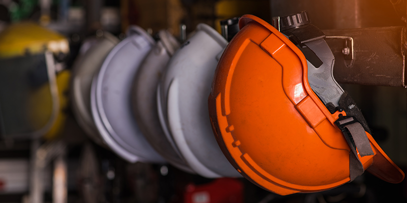Safety Helmets Orange and Gray