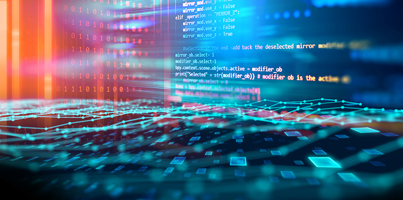 Blue and Orange Code Tech